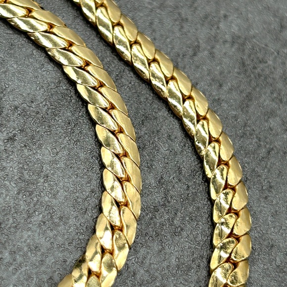 Authentic Vintage Christian Dior Gold Tone  Blue Rhinestone Crystal Necklace 16” - Picture 10 of 15